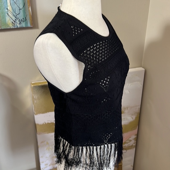 A.L.C. Tucker Fringe Pointelle Crochet Crop Tank - Picture 7 of 8